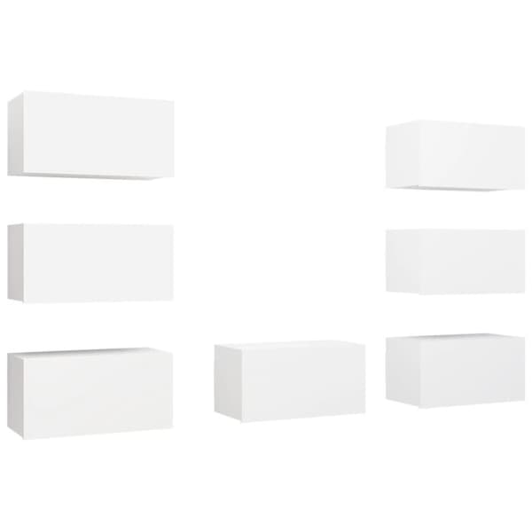 vidaXL TV-benker 7 stk hvit 30,5x30x60 cm sponplate