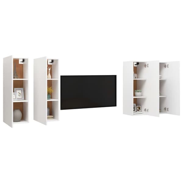 vidaXL tv-skabe 4 stk. 30,5x30x90 cm spånplade hvid