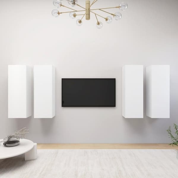 vidaXL tv-skabe 4 stk. 30,5x30x90 cm spånplade hvid