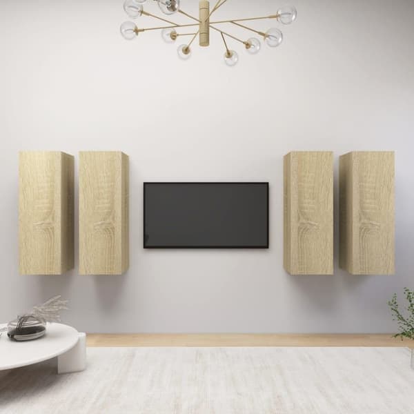 vidaXL TV-tasot 4 kpl Sonoma-tammi 30,5x30x90 cm lastulevy