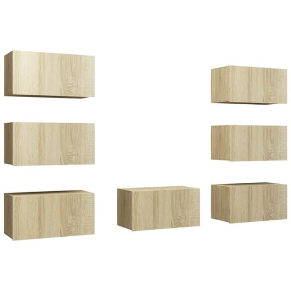 vidaXL TV-benker 7 stk sonoma eik 30,5x30x60 cm sponplate
