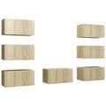 Miniatyrbilde 1 av 9: vidaXL TV-benker 7 stk sonoma eik 30,5x30x60 cm sponplate