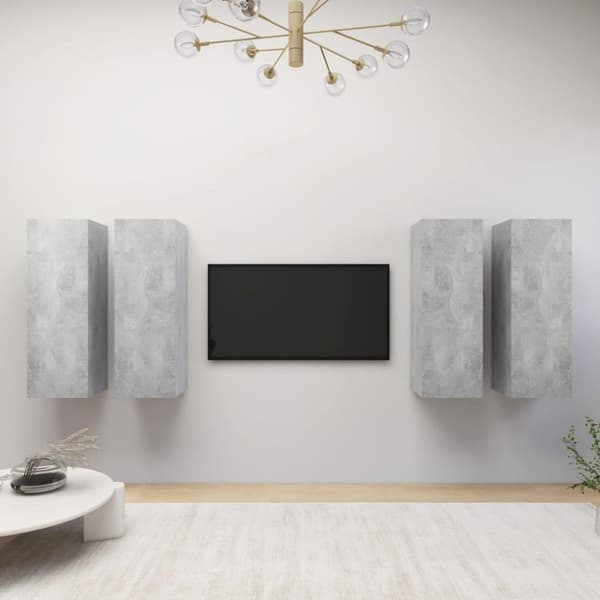 vidaXL tv-skabe 4 stk. 30,5x30x90 cm spånplade betongrå