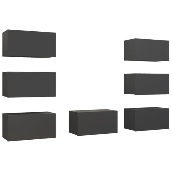vidaXL TV-skåp 7 delar grå 30,5x30x60 cm spånskiva