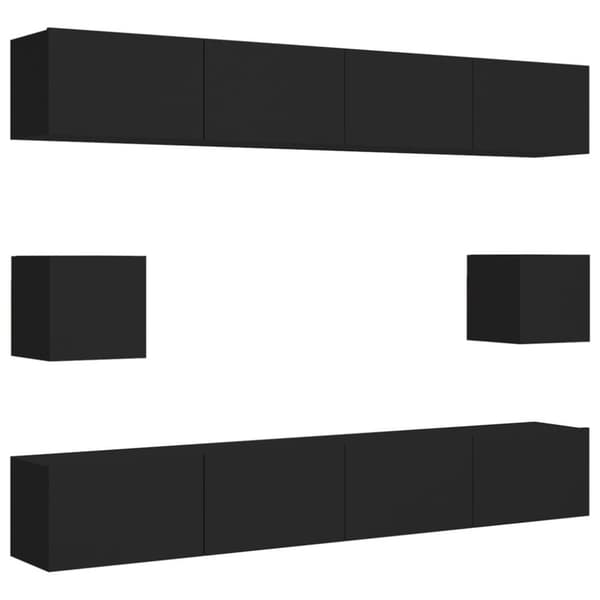 vidaXL TV-benksett 6 deler svart sponplate