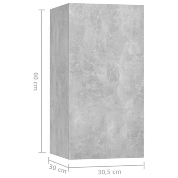 vidaXL TV-benker 7 stk betonggrå 30,5x30x60 cm sponplate