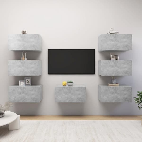 vidaXL TV-benker 7 stk betonggrå 30,5x30x60 cm sponplate