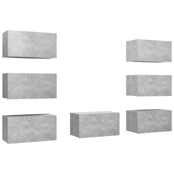vidaXL TV-benker 7 stk betonggrå 30,5x30x60 cm sponplate