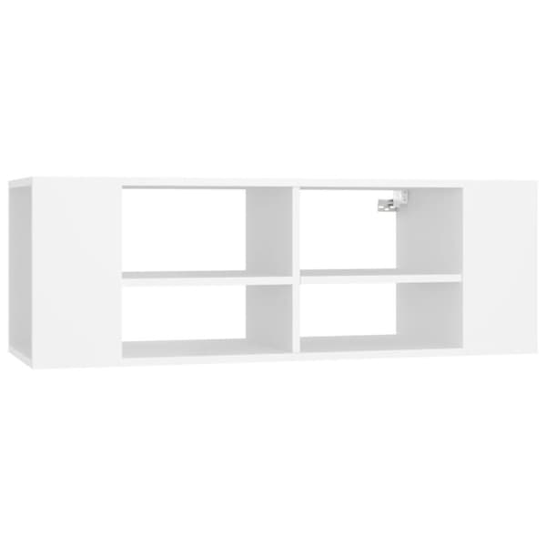 vidaXL Seinäkiinnitettävä TV-taso valkoinen 102x35x35 cm tekninen puu