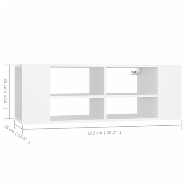 vidaXL Vegghengt TV-benk hvit 102x35x35 cm konstruert tre