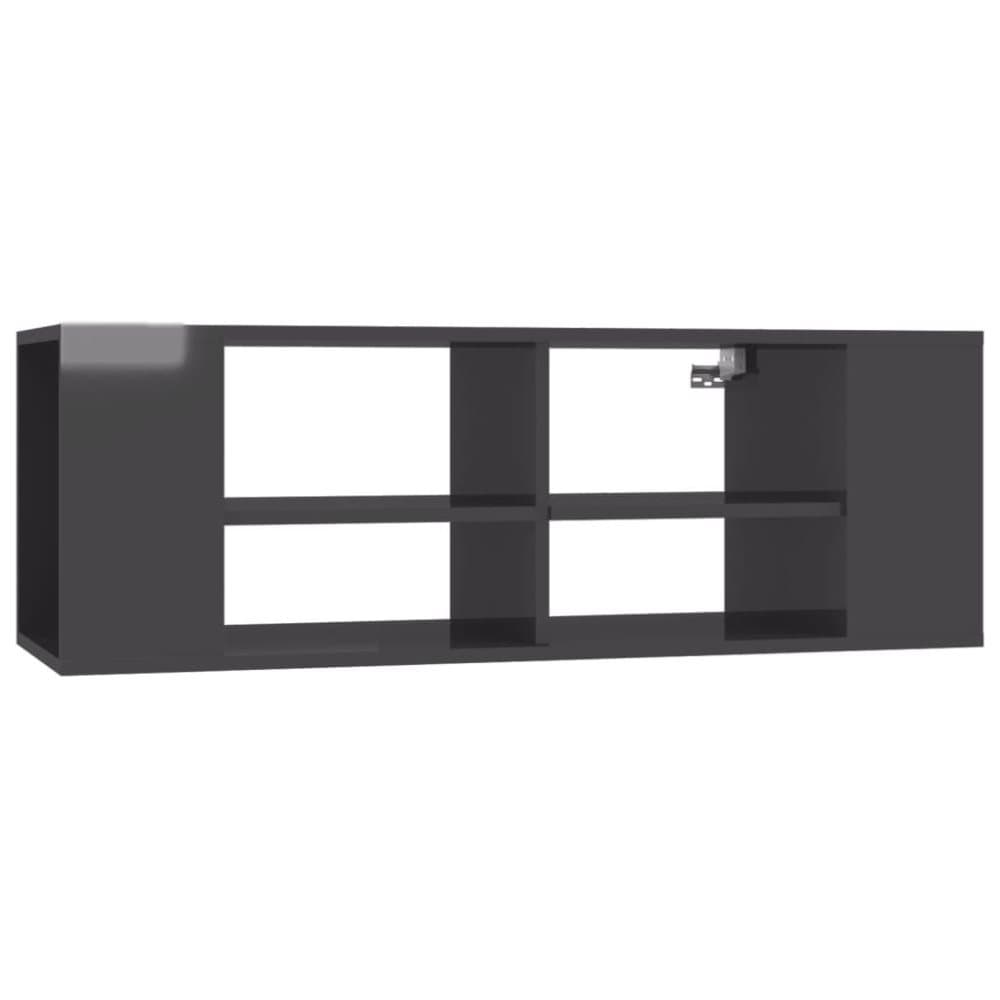 vidaXL Väggmonterat tv-skåp grå högglans 102x35x35 cm spånskiva
