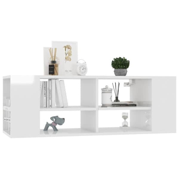 vidaXL Väggmonterat tv-skåp vit högglans 102x35x35 cm konstruerat trä