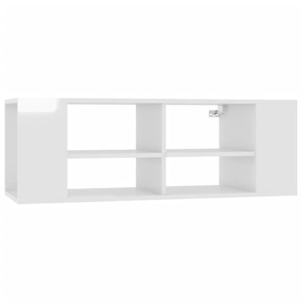 vidaXL Väggmonterat tv-skåp vit högglans 102x35x35 cm konstruerat trä