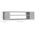 Miniatyrbilde 7 av 9: vidaXL Hengende TV-benk betonggrå 100x30x26,5 cm konstruert tre