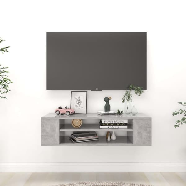 vidaXL Hengende TV-benk betonggrå 100x30x26,5 cm konstruert tre