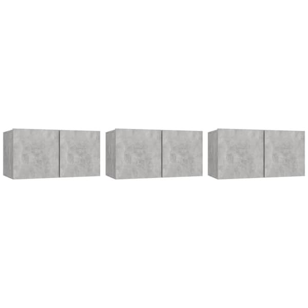 vidaXL Hängande TV-skåp 3 st betonggrå 60x30x30 cm