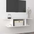 Miniatyrbilde 6 av 8: vidaXL Veggmontert TV-benk hvit 103x30x26,5 cm