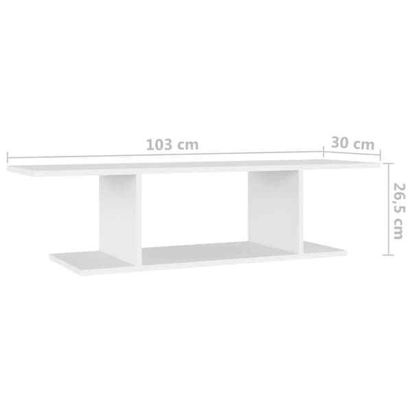 vidaXL Veggmontert TV-benk hvit 103x30x26,5 cm
