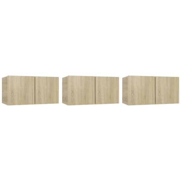 vidaXL Seinäkiinnitettävät TV-tasot 3 kpl Sonoma-tammi 60x30x30 cm