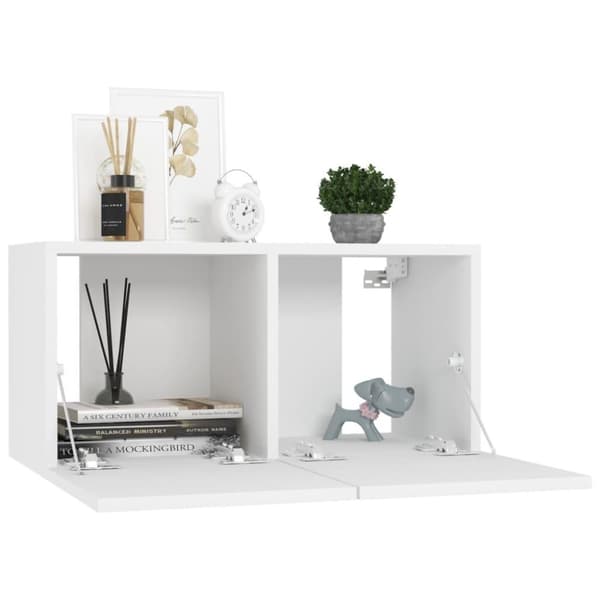 vidaXL Hengende TV-benker 3 stk hvit 60x30x30 cm