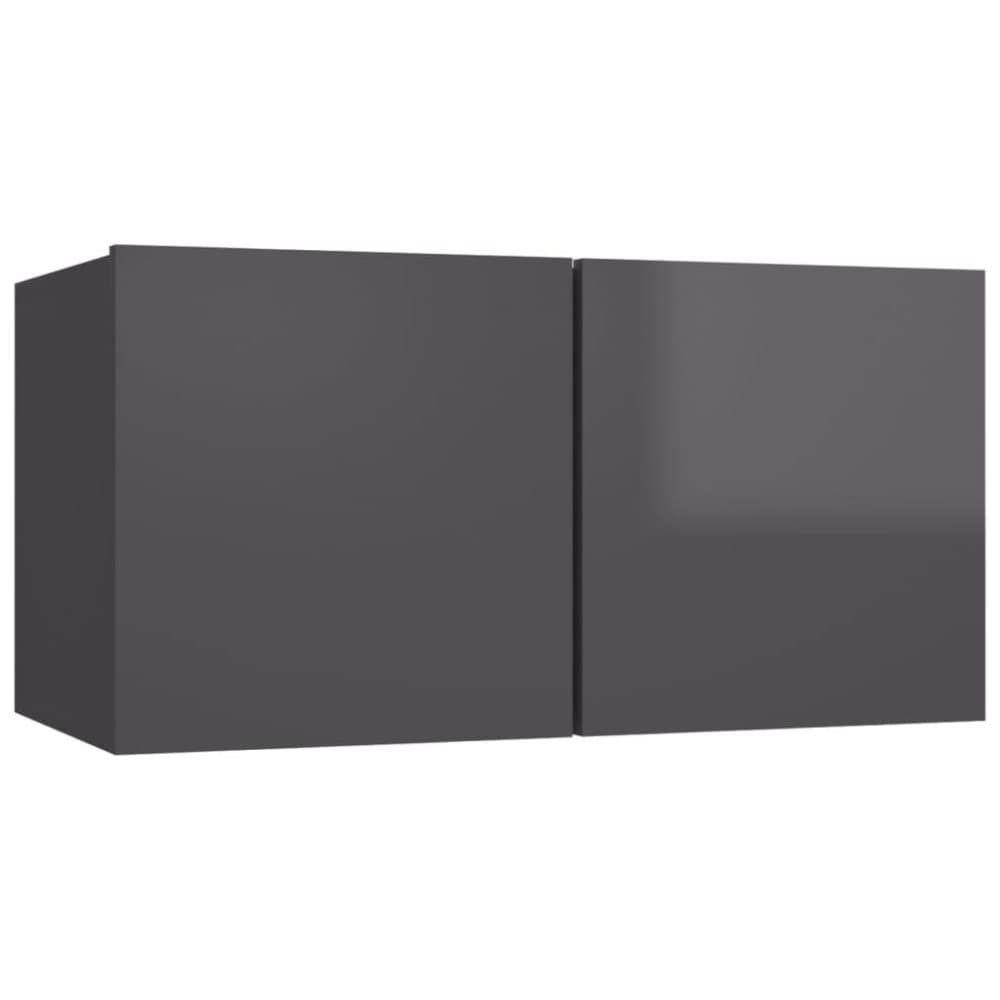 vidaXL Väggmonterat TV-skåp grå högglans 60x30x30 cm