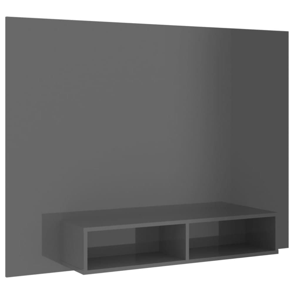vidaXL Väggmonterat tv-skåp grå högglans 135x23,5x90 cm spånskiva