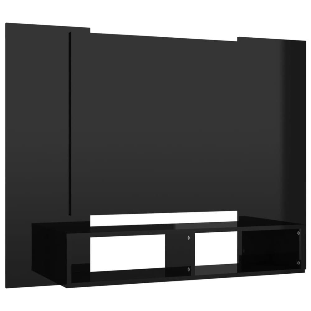 vidaXL Väggmonterat tv-skåp svart högglans 120x23,5x90 cm spånskiva