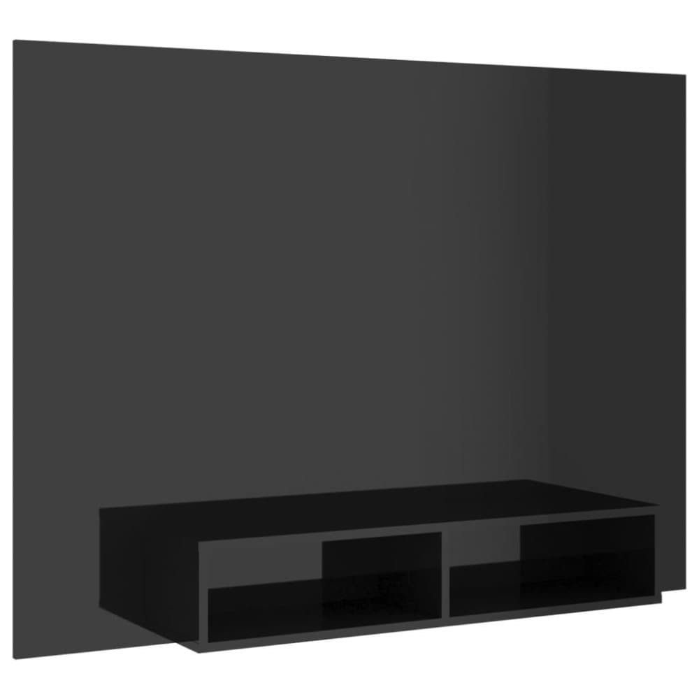 vidaXL Väggmonterat tv-skåp svart högglans 135x23,5x90 cm spånskiva