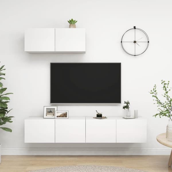 vidaXL TV-taso 3 kpl valkoinen lastulevy