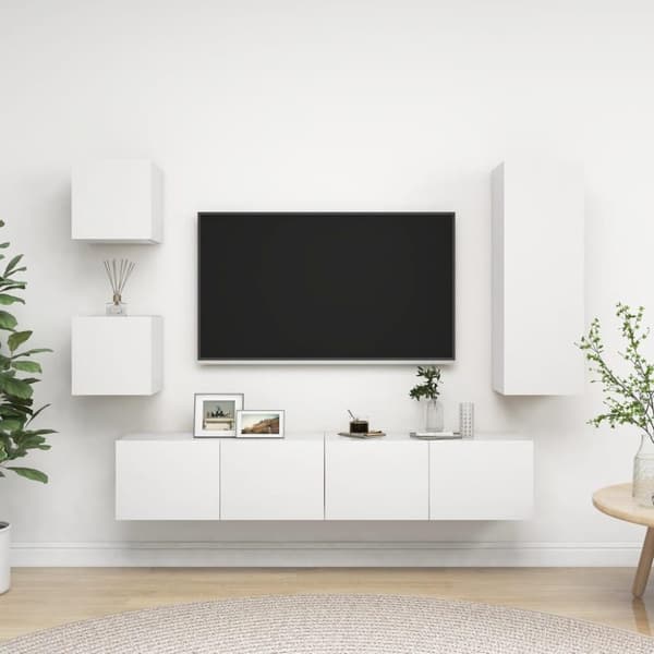 vidaXL tv-skabe 5 dele spånplade hvid