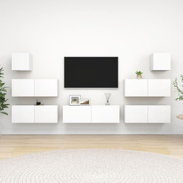 vidaXL 7-osainen TV-kaappisarja valkoinen lastulevy