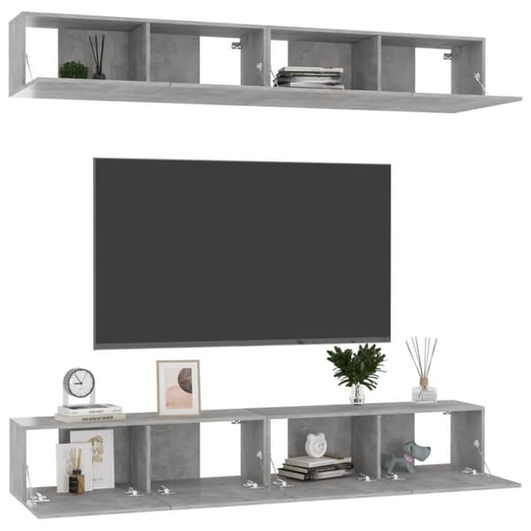 vidaXL TV-tasot 4 kpl betoninharmaa 100x30x30 cm lastulevy
