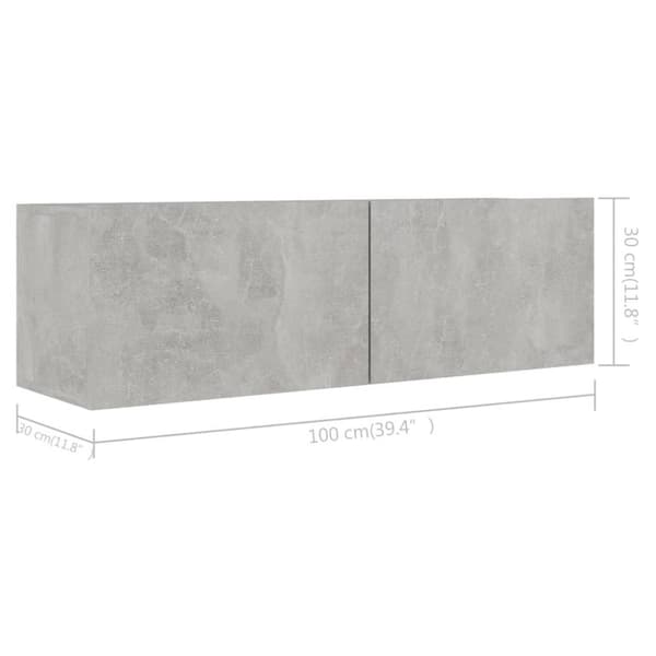 vidaXL TV-tasot 4 kpl betoninharmaa 100x30x30 cm lastulevy