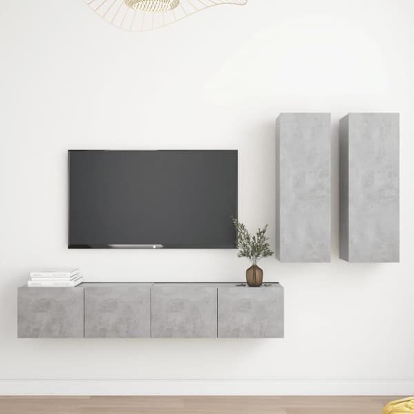 vidaXL 4-osainen TV-kaappisarja betoninharmaa lastulevy