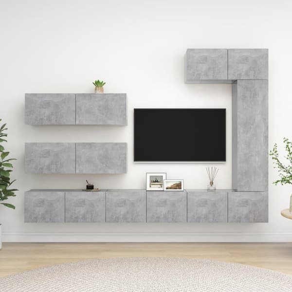 vidaXL 7-osainen TV-kaappisarja betoninharmaa lastulevy