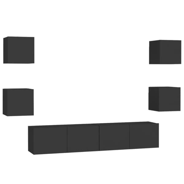 vidaXL TV-benksett 6 deler svart sponplate