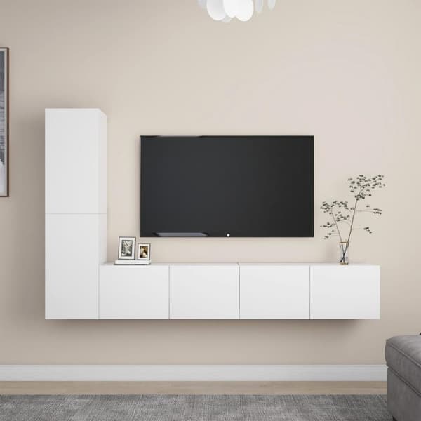 vidaXL TV-skåp 4 delar vit spånskiva
