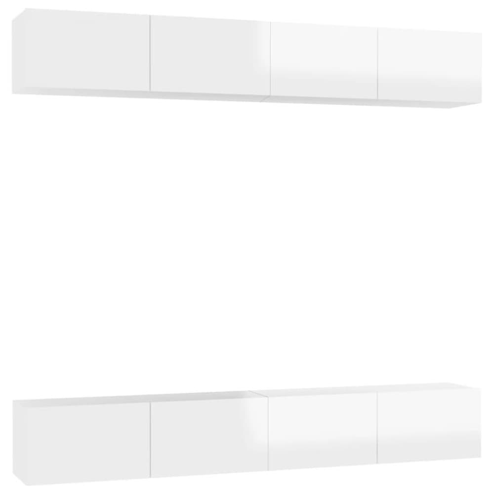 vidaXL TV-skåp 4 delar vit högglans 100x30x30 cm spånskiva