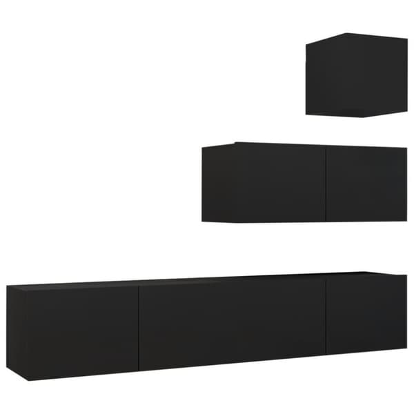 vidaXL TV-benksett 4 deler svart sponplate