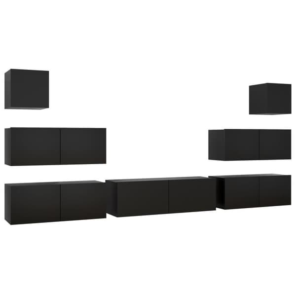 vidaXL TV-benksett 7 deler svart sponplate