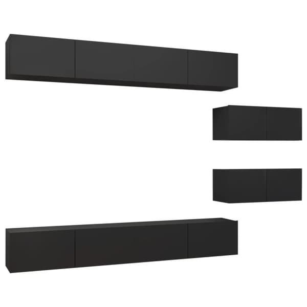 vidaXL idaXL TV-benksett 6 deler svart sponplate