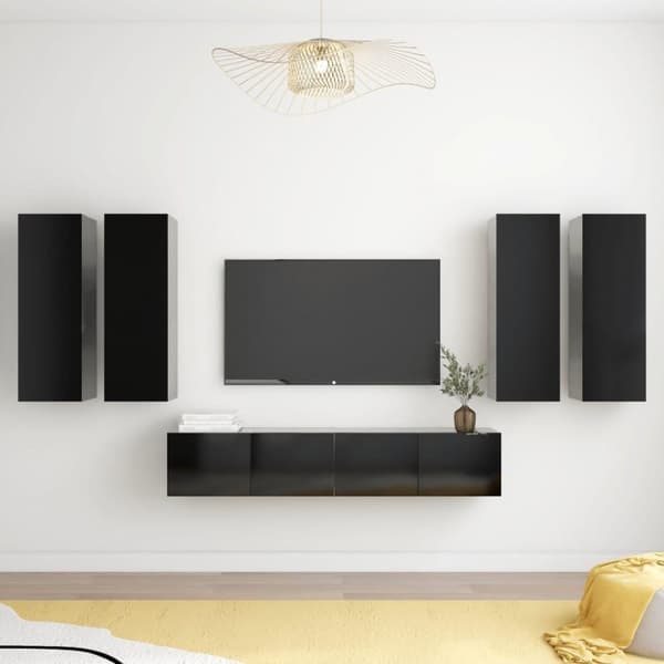 vidaXL TV-benksett 6 deler svart sponplate