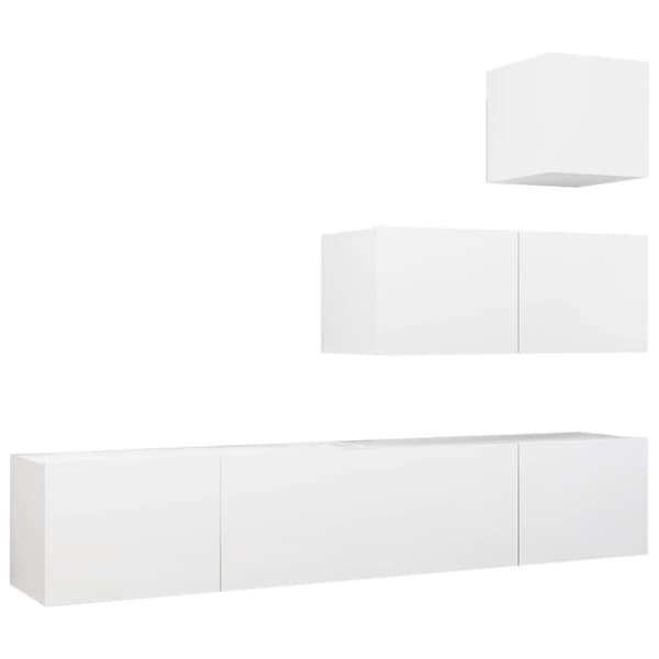 vidaXL TV-benksett 4 deler hvit sponplate