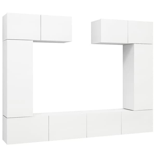 vidaXL TV-benksett 6 deler hvit sponplate
