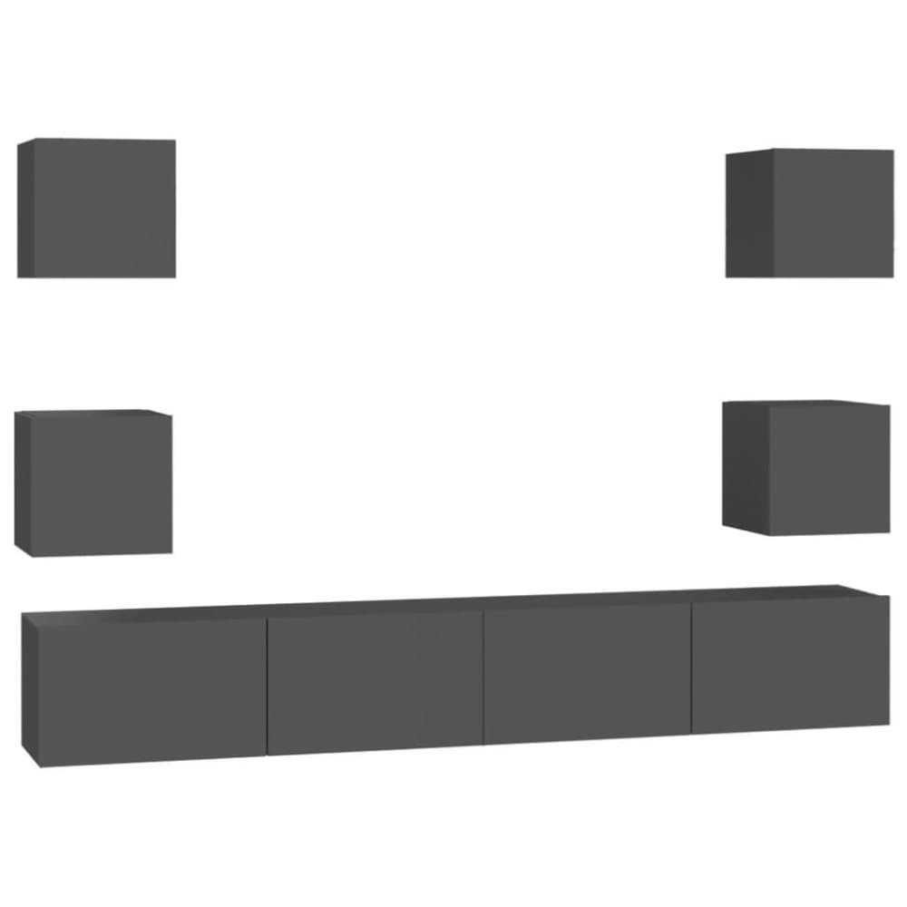 vidaXL TV-skåp 6 delar grå spånskiva