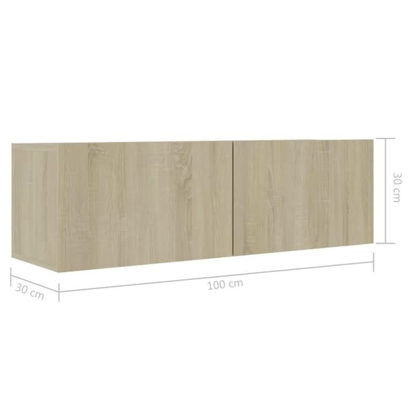 vidaXL TV-benker 4 stk hvit og sonoma eik 100x30x30 cm sponplate