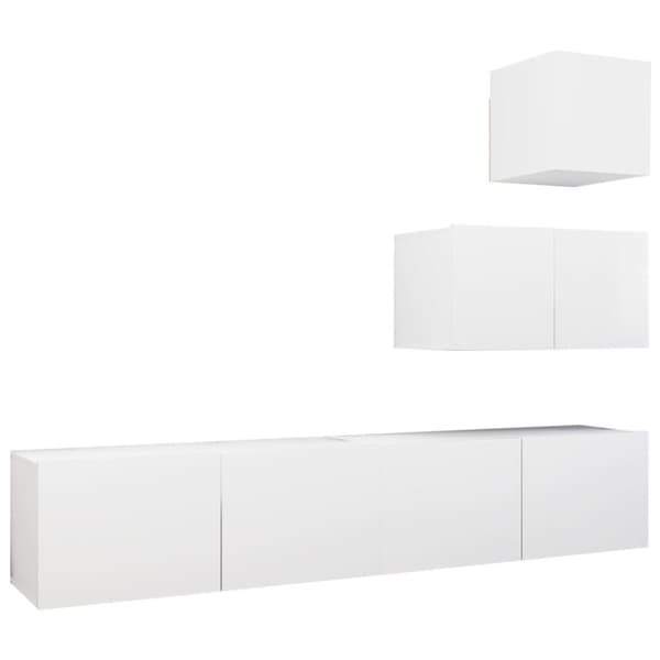 vidaXL TV-benksett 4 deler hvit sponplate