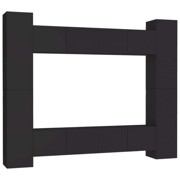 vidaXL TV-benksett 8 deler svart sponplate