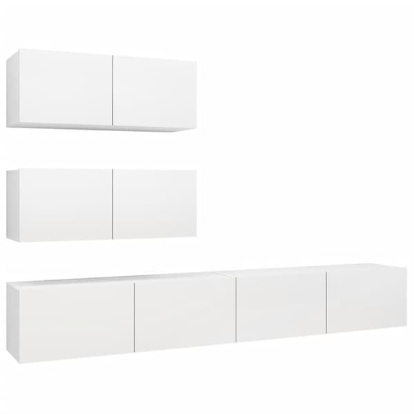 vidaXL TV-benksett 4 deler hvit sponplate