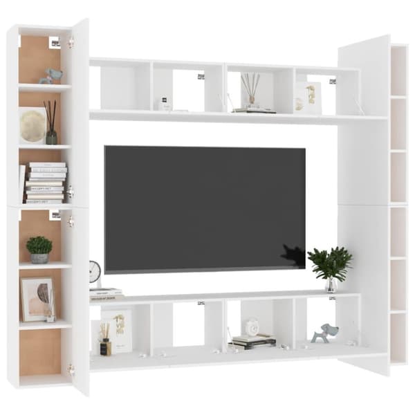 vidaXL TV-benksett 8 deler hvit sponplate